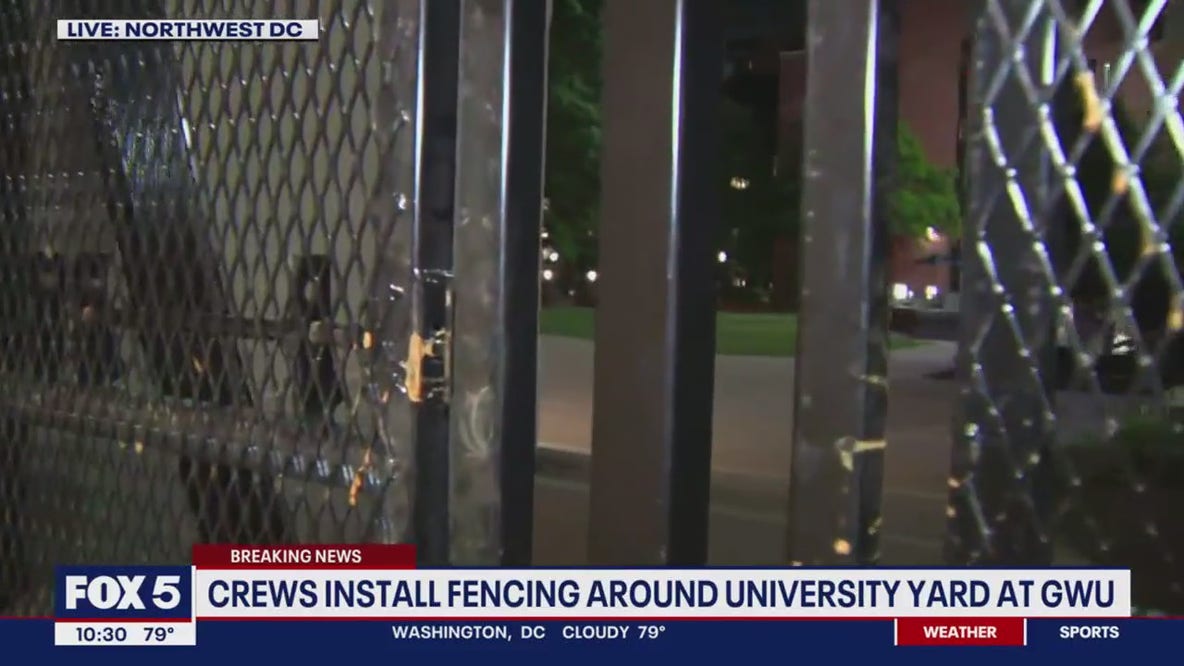 Fencing goes up around GWU encampment site